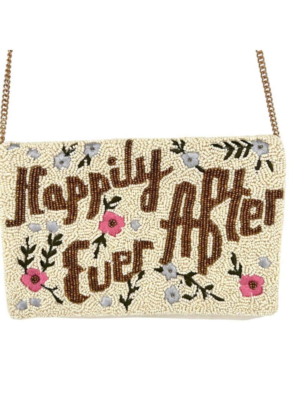 Happily Ever After Beaded Wedding Crossbody Bag With Floral Embroidery